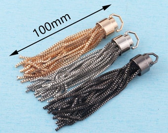 Metal tassels charm pendants,100mm tassel with cap jewelry,key chain tassel for purse handbag hardware supply-gold/silver/black