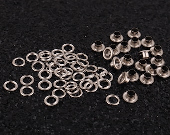 100 ojales de metal plateado con arandelas: ojales de 4 mm para hacer uno mismo