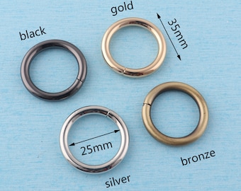 Juntas tóricas metálicas de 25 mm: herrajes para monedero sin soldar (negro, plateado, dorado y bronce)
