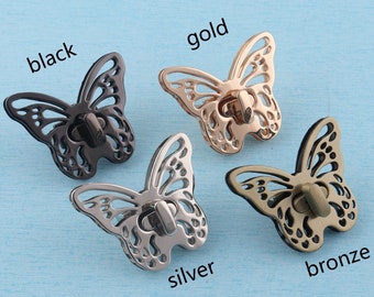 Butterfly Twist Lock: Metal Bag Latch Purse Hardware (50x40mm) - Black/Gold/Silver/Bronze