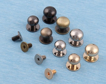 20sets screw rivets,10mm/12mm metal button screw back studs,round head screwed rivet belt studs for DIY bags decoration part