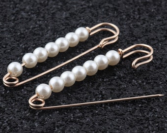 Pearl safety pin,70mm length the same ivory pearls brooch pin shawl pin and scarf pin for women jewelry,sewing safety pins supplies
