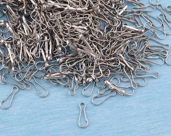 100 Silver Mini Lanyard Hooks: 16mm Snap Clip Zipper Pulls