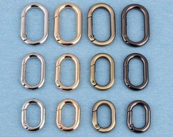 Alloy Oval Spring O-Rings: Snap Clip Push Gate Hooks, Bag Hardware 4pcs/pack