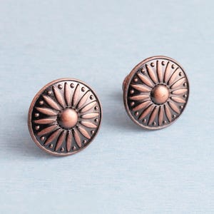 Rödbrons blommig skåpknopp - Vintage byråhandtag (35*29 mm)