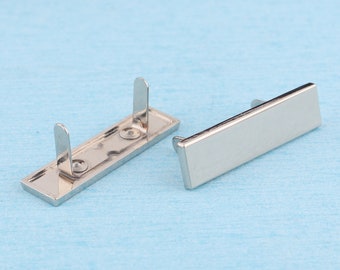 Personalized Nickel Plated Logo Tag: Rectangle Purse Feet, Laser Engraved (38x10mm)