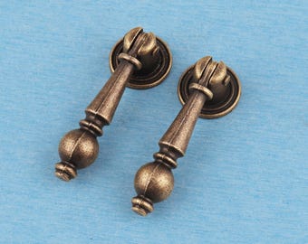 Vintage Ball Drawer Pull - Antique Bronze Single Hole Cabinet Handle