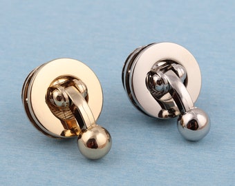 30mm Round Metal Purse Lock: Clutch Bag Twist Clasp