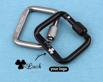 Customization Rectangle Alloy Carabiner Clip: Matte Black/Silver Keychain Snap Hook (50x45mm)