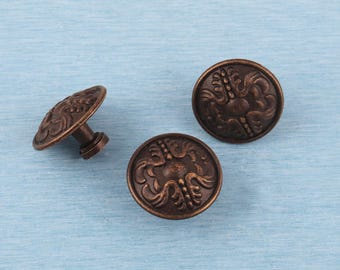 Puxador floral antigo em latão para armário - Puxador vintage para gaveta de cômoda (38 mm)