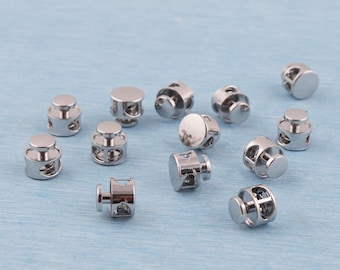 Metal Double Hole Toggle Cord Lock:Toggle Stopper, Elastic Adjuster(12*12mm) - 2/4/10 Pcs