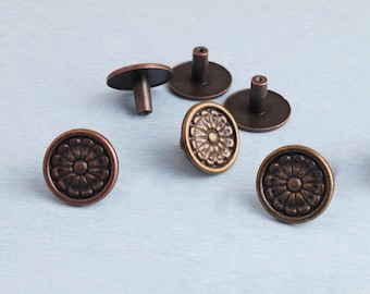 Antique Brass Floral Cabinet Knob - Vintage Dresser Drawer Pull (33*20mm)