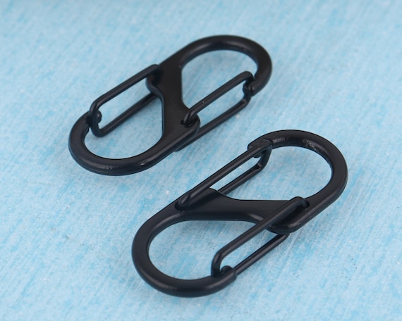 32mmx14mm noir alliage carabiner clip,20pcs métal DUAL gated