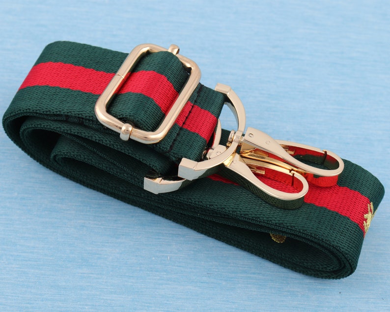 Adjuster bee bag strap 38mm width red green stripe purse | Etsy