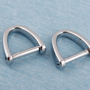 Silver Metal Horseshoe D-Ring: 12mm Screw Shackle for Leather Craft