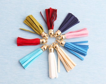 Faux Suede Leather Tassels, Keychain Charms, Bag Hardware (67mm)