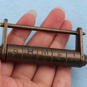 Antique Brass Combination Padlock: Rustic Jewelry Box Lock (80x36mm)