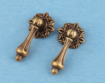Vintage Floral Base  Pull -  Single Hole Drawer Knob Dresser Cupboard Furniture Hardware