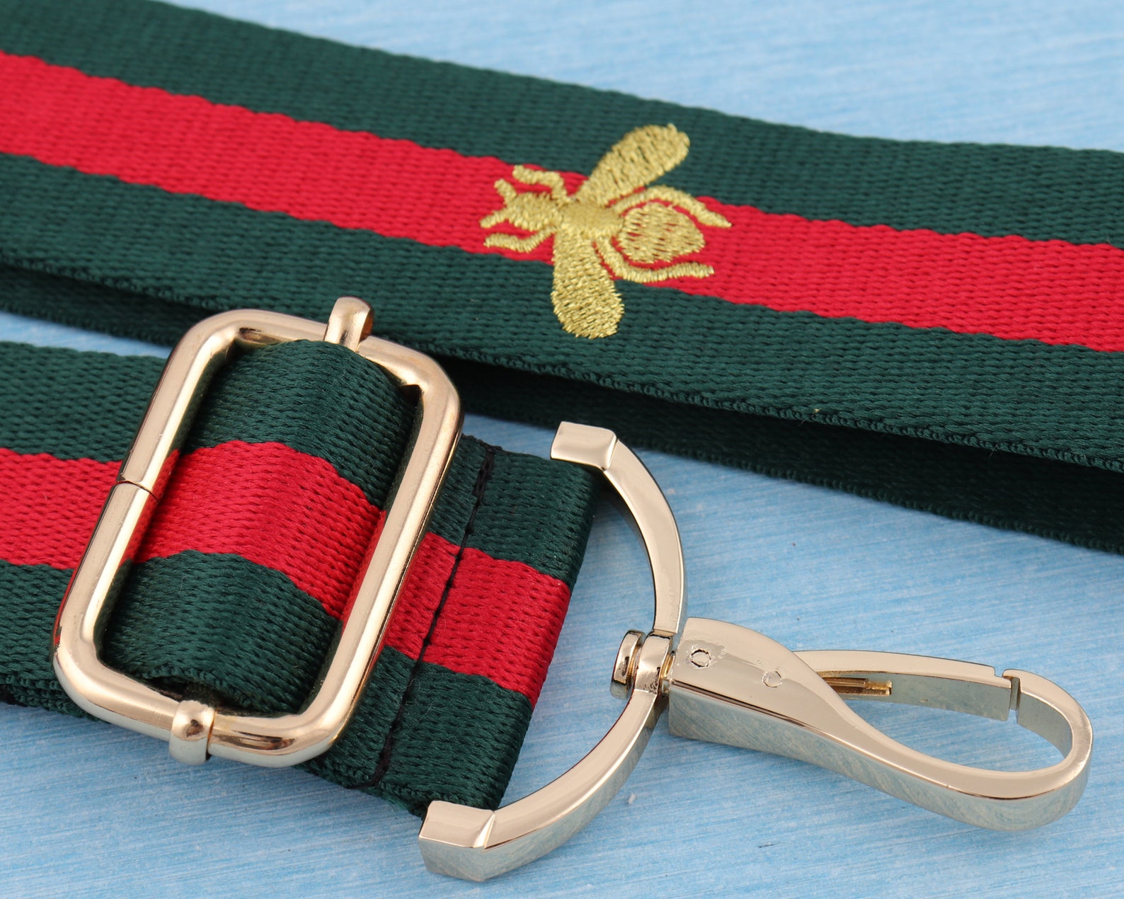 Adjuster bee bag strap 38mm width red green stripe purse Etsy