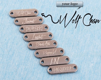 Personalized Laser Engraved Logo Tags: Mini Metal Jewelry Charms,Tag With 2 Holes,6×20mm
