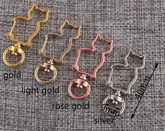 Rose gold cat swivel snap clasp,9mm inner loop swivel hooks,lobster claw clasp,trigger snap buckle for bag/purse/diy purse making