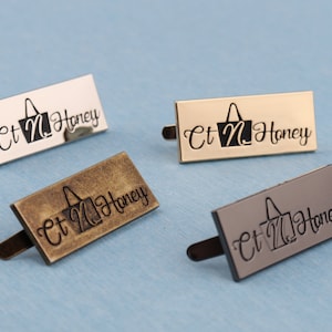 Engraved Metal Purse Label: Handmade Rectangle Tag (51 x 20mm)