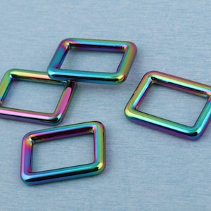 Rainbow Metal Rectangle Ring Buckle: 1&quot; Alloy Bag Strap Hardware