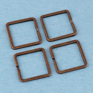 Antique Brass Square Split Keychain Ring: 33mm Iron Connector