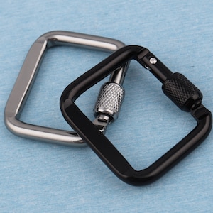 Rectangle Alloy Carabiner Clip: Matte Black/Silver Keychain Snap Hook (50x45mm)