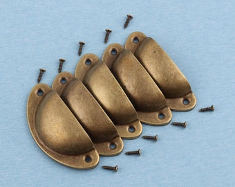 Antique Bronze Iron Cup Drawer Pull - 81x33mm Cabinet Handle