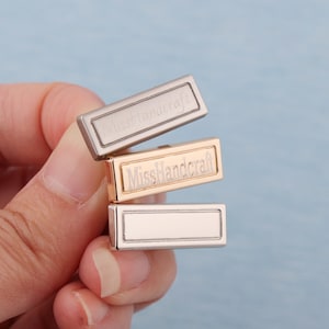 Custom Laser Engraved Metal Bag Tags: Rectangle Purse Labels 25x9mm