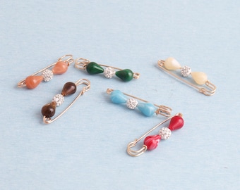 Beaded Safety Pins: Shawl Scarf Brooch Pins,Jewelry Making - 59mm