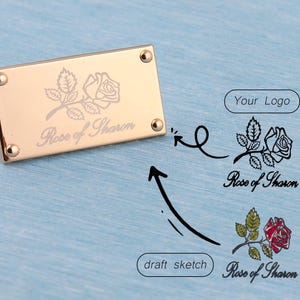 Custom Metal Purse Label: Rectangle Bag Tag with Feet, Personalized Logo