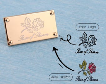 Custom Metal Purse Label: Rectangle Bag Tag with Feet, Personalized Logo,40*22