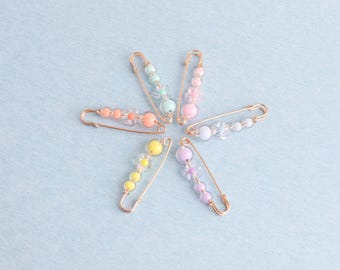 Beaded Safety Pins: Shawl Scarf Brooch Pins,Jewelry Making - 56mm