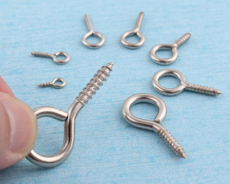 Silver Eye Hook Screwsmuliti Size Stainless Iron Loop Screws Etsy
