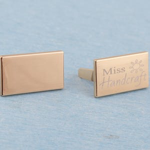 Custom Laser Engraved Metal Purse Labels: Rectangle Bag Tags with Feet