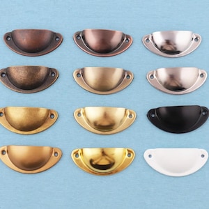 Antique Copper Iron Cup Drawer Pull - Multiple Color Options，Cabinet Knob (81x33mm)