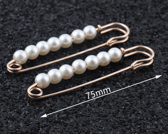 Wholesale Imitation Pearl Safety Pin Brooches 