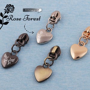 Customizable Heart Zipper Pull: Metal Slider Head for Bags, Clothing, Shoes