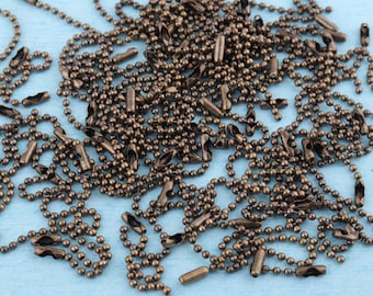 Bronze Ball Chain with Connector Clasp: 80mm Metal Key Chain (50-100pcs)
