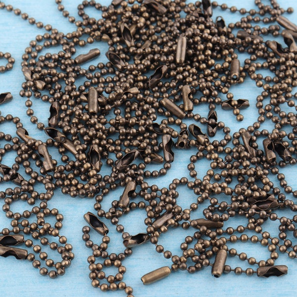 50-100pcs metal ball chain with connector clasp ,80mm bronze ball chain key chain,so versatile for so many projects