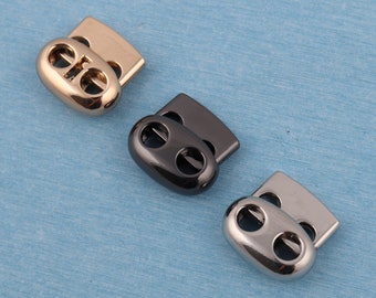 metal double hole cord lock,toggle cord lock,cord lock stopper end spring diy fastener,dressing mask shoelace sportswear accessories