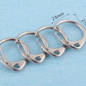 20pcs Silver Lobster Claw Clasps: Metal D Ring Snap Hooks (27x23mm)