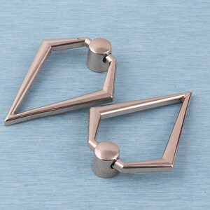 Silver Rhombus Shaped Drawer Ring Pull - Kitchen Cabinet Handle,Handle Hardware(84mm)