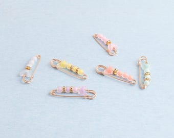 Beaded Safety Pins: Matte Shawl Scarf Brooch Pins,Jewelry Making - 55mm