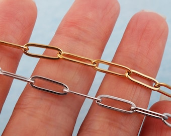 Edelstahl-Kabelkettenhalskette: 4 mm Gold / Silber-Bulk-Kette