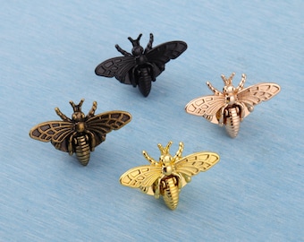 Flying Bee Purse Lock: Twist Turn Bag Closure - Antique Brass Finish