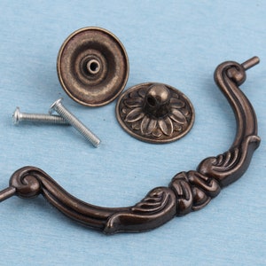 153mm*32mm Vintage Classic Flower Drawer Pulls Handles Vintage Furniture Handles Cabinet Hardware Pulls Drop Bail Dresser Pull(Big)