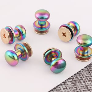 10sets rainbow screw rivets,8mm metal screw studs,round head screwed rivet studs for leather craft